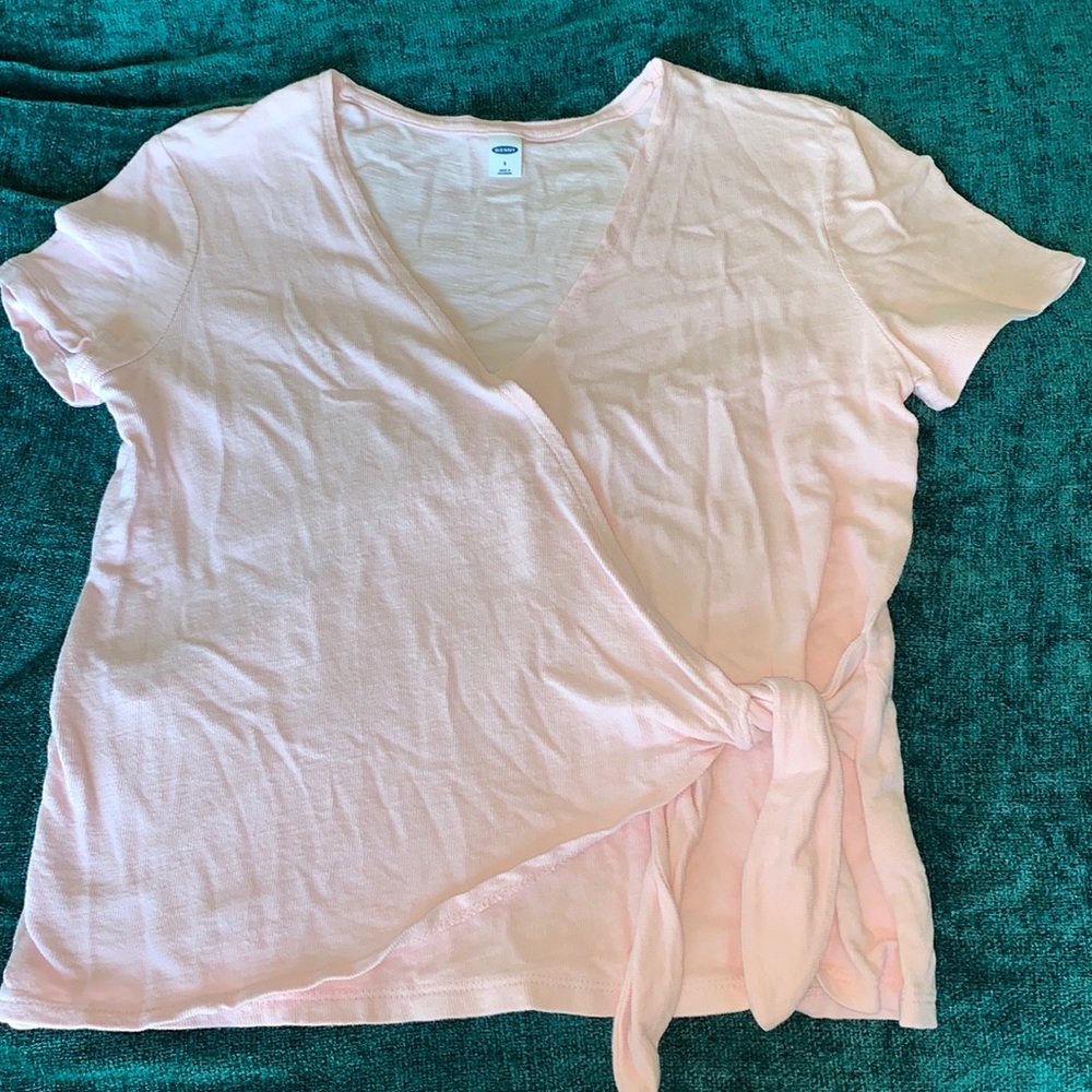 PINK OLD NAVY SIZE S LINEN TIE FRONT TOP